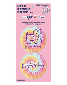Puppie Love - Car Coaster - Tie Dye